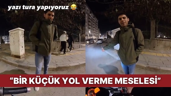 Bir Yaya ve Motosiklet Sürücüsü Aynı Anda  Birbirlerine Yol Verince Ortaya İçinizi Isıtacak Görüntüler Çıktı