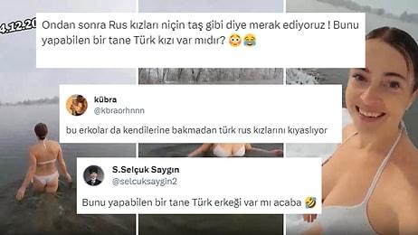 Buz Gibi Havada Suya Giren Rus Kadını Paylaşıp Türk Kadınlarına Laf Eden Kullanıcı Tepki Çekti