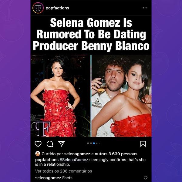 Pop Base'in haberine göre, Gomez yeni ilişki haberinin altına "Gerçekler" yorumunu bırakarak çıktıklarını doğruladı.