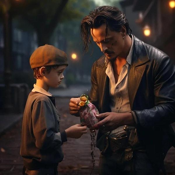 6. Bir çocuktan şeker çalan Johnny Depp.