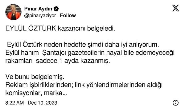 Köşe yazarı ve Ak Parti Osmangazi Meclis Üyesi aday adayı Pınar Aydın, 'Eylül'e güveniyorum' dedi.
