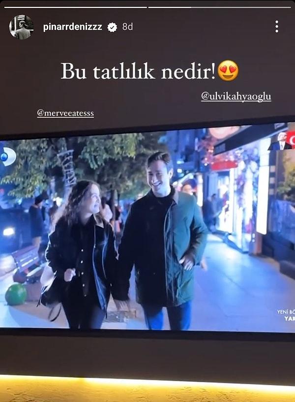 Dizideki bu ilişkiyi bizler kadar Pınar Deniz de bekliyormuş belli ki hemen Instagram hikayesinden çifti paylaştı.