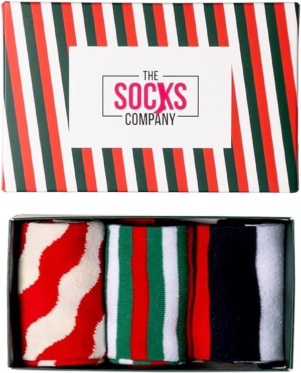 15. The Socks Company 3'lü Şerit Yılbaşı Temalı Kadın Çorap Seti