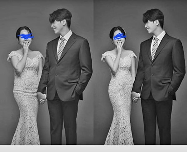 14. "Korede düğün fotoğraflarında hem gelin hem damat bazı efektlerle değiştiriliyor."