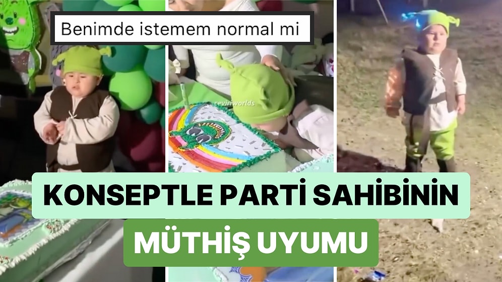 Shrek Temalı Doğum Günü İsteyen Miniğin Konseptle Muazzam Uyumu Beğeni Topladı