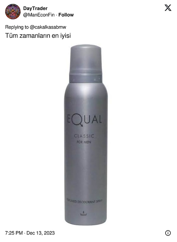 8. Equal Erkek Deodorant 150 ml