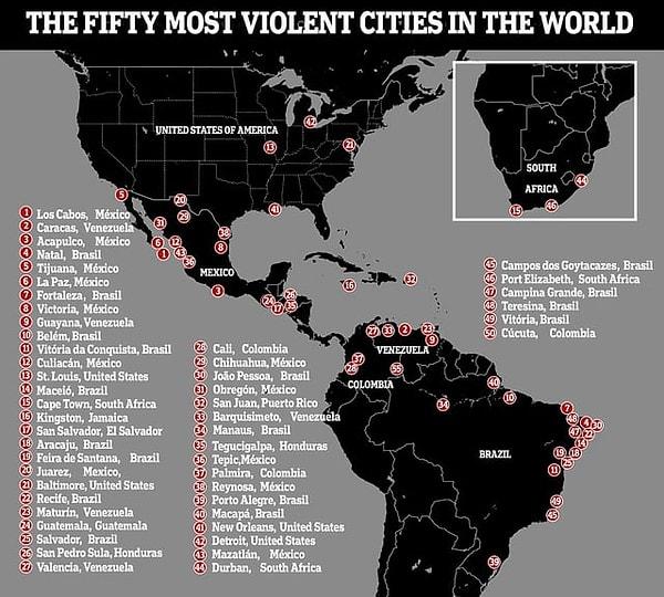 4. Dünyadaki en tehlikeli 50 şehir.