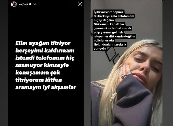 Yaşadığı korku dolu anları anlatan Çağla Öz, motosikletli birinin yanına yaklaştığını ve ardından kurşun sıkmaya başladığını söyledi ve ekledi: ''Kamera kayıtlarından bu saldırıyı yapan kişiyi bulacağım.''