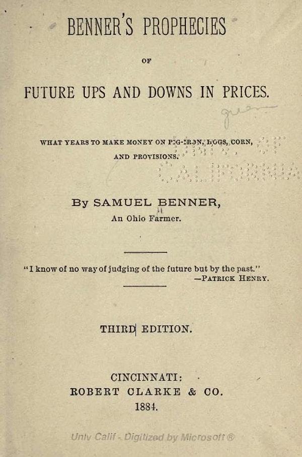 Çizelgenin sahibi aslen bir işadamı olan George Tritch. Ancak çiftçi Samuel Benner bunu yayımlayan kişi olarak görünüyor.