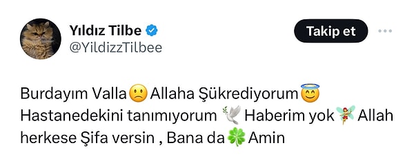 Tilbe yoğun bakımda olduğu iddialarına da "hastanedekini tanımıyorum" diyerek yanıt verdi👇