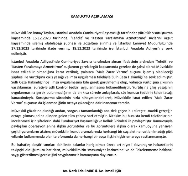 "Konut aramalarında bir suç aletine rastlanmadığı gibi, yıllardır kullanımında olan telefonda da herhangi bir suça ilişkin emareye rastlanmamıştır..."