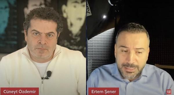 Cüneyt Özdemir, kendi ismiyle kurduğu YouTube kanalına Ertem Şener'i konuk etti. Hakem Halil Umut Meler'e saldırının ardından TFF'nin aldığı kararları eleştiren Cüneyt Özdemir, Ertem Şener ile birlikte yaşananları değerlendirdi.