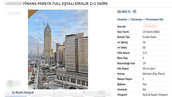 İstanbul'da Merkez Bankası'nın yakınında yürüme mesafesi olmayabilir ama Finans Merkezi'ne yakın 1+1 55 metrekare bir dairenin aylık kirası 28 bin lira olabiliyor. Erkan'ın brüt maaşı 161 bin üzerinden ortalama bir hesapla ayda 100 bin TL aldığı göz önüne alınırsa maaşının yüzde 28'i oluyor.