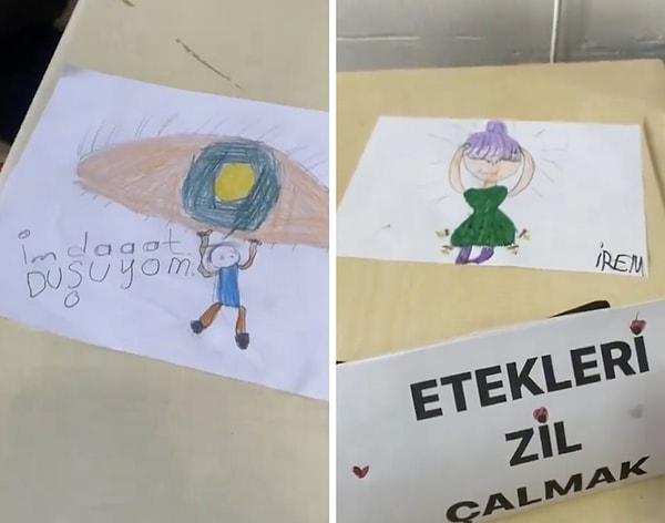 Bir öğretmen öğrencilerinden deyimlerden anladıkları şeylerin resmini çizmelerini istedi.