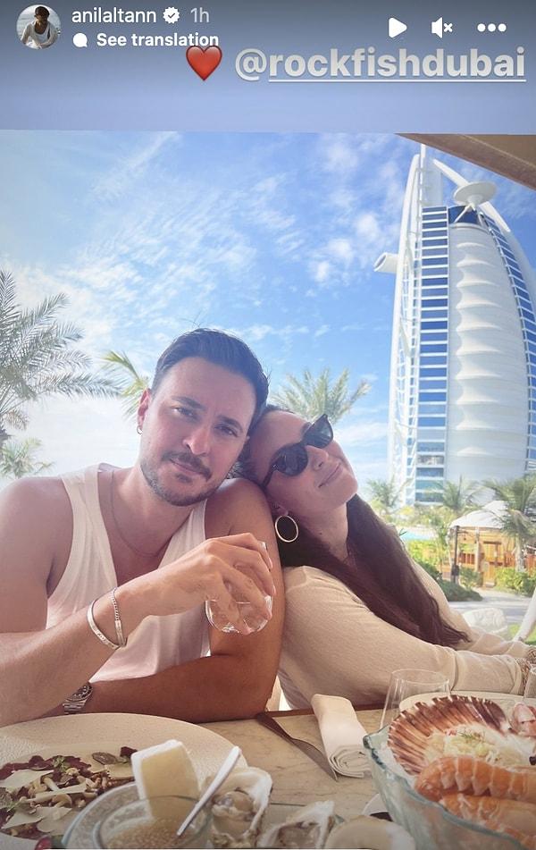 Dubai'ye iş birliği için giden ve aynı zamanda tatil yapan çift mutluluklarını bu pozla paylaştı.