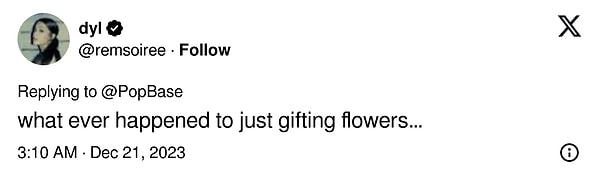 "Çiçek hediye etmeye ne oldu..."