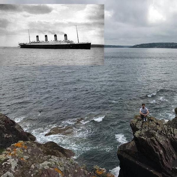 4. Titanic'in fotoğraflandığı noktada yıllar sonra çekilen fotoğraf.