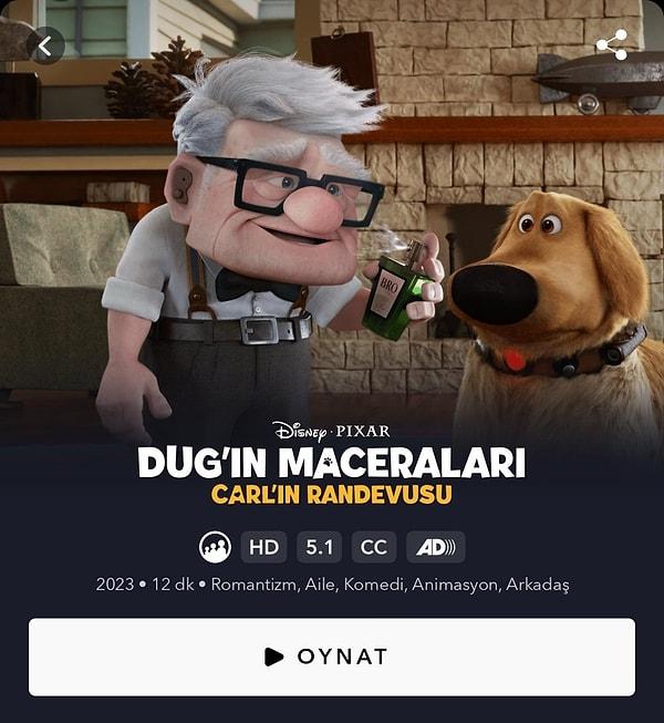 5. Carl's Date kısa filmi, Disney+ Türkiye kütüphanesine eklendi.