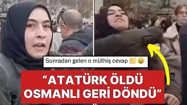 İstanbul Eminönü’nden bir kadının “Atatürk öldü, Osmanlı geri döndü, Abdülhamid Han geri geldi” diye bağırınca çevredekilerin tepkisiyle karşılaştı.