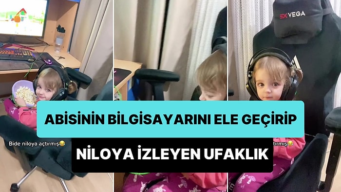 Abisinin Bilgisayarını Ele Geçirip Patlamış Mısır Eşliğinde Niloya İzleyen Ufaklığın Aşırı Sevimli Anları