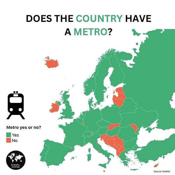 10. Metro sistemi olan ülkeler.