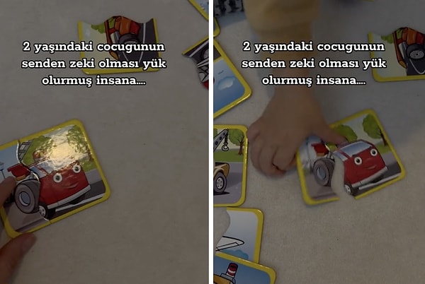 Bir anne de 2 yaşındaki çocuğuyla birlikte, onun yaşına uygun bir yapbozu çözerken bir hata yaptı.