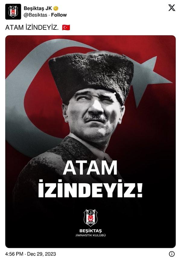 Beşiktaş'tan da Süper Kupa Finali için "Atam izindeyiz" paylaşımı geldi.