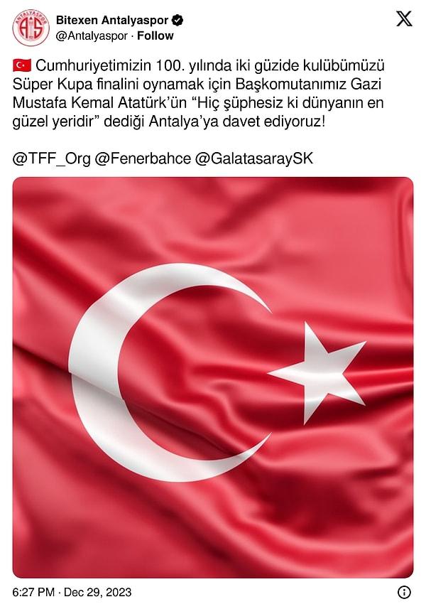 "Başkomutanımız Gazi Mustafa Kemal Atatürk’ün “Hiç şüphesiz ki dünyanın en güzel yeridir” dediği Antalya’ya davet ediyoruz!"
