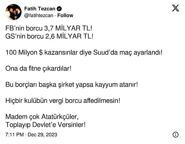 Fatih Tezcan...