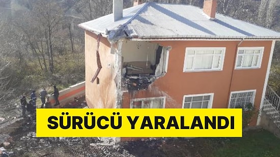 Bu da Oldu! Kamyon 10 Metreden Evin Üzerine Uçtu: Sürücü Yaralandı