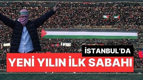 İstanbul'da Yeni Yılın İlk Sabahında Büyük Filistin Yürüyüşü