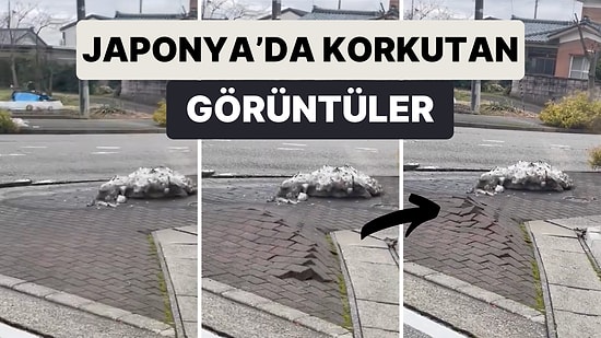 Japonya'da Depreme İşe Giderken Yakalanan Bir Kişi Kaldırımın Yarıldığı Anları Kaydetti