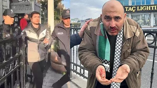 İstanbul Galata Köprüsü’nde düzenlenen Filistin'e destek yürüyüşünden elinde Kelime-i Tevhid bayrağıyla dönen İsmail Aydemir'e bir kişi "Siz Arap sevicisiniz" diyerek yumruk attı. Yaşanan olay nedeniyle gözaltına alınan kişi tutuklanarak cezaevine gönderildi.