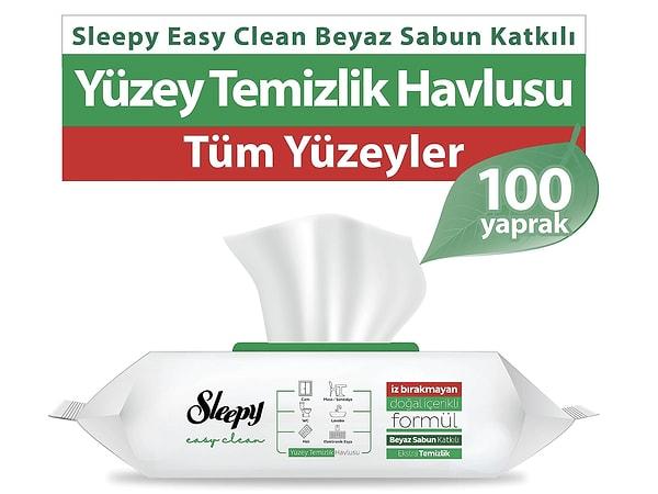 Sleepy Easy Clean Beyaz Sabun Katkılı Yüzey Temizlik Havlusu