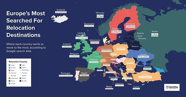 8. Avrupa'daki insanlar hangi ülkeye taşınmak istiyor.