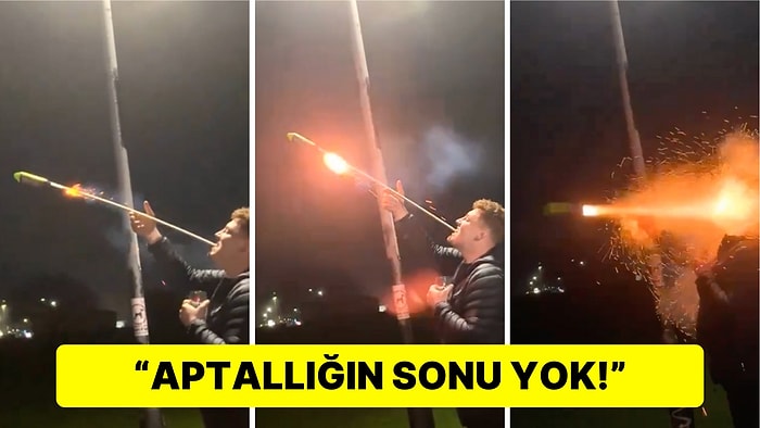 2024'e Girerken Ağzında Havai Fişek Patlatan Adamın Yüzü Alev Aldı