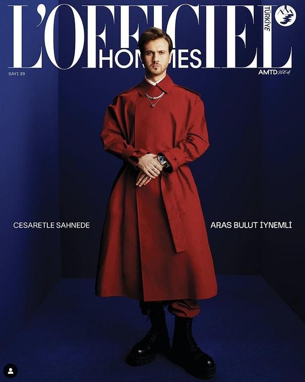 L'Officiel Hommes dergisinin Ocak ayı sayısına poz veren Aras Bulut İynemli, bu sefer de tuhaf kıyafetiyle gündeme oturdu.