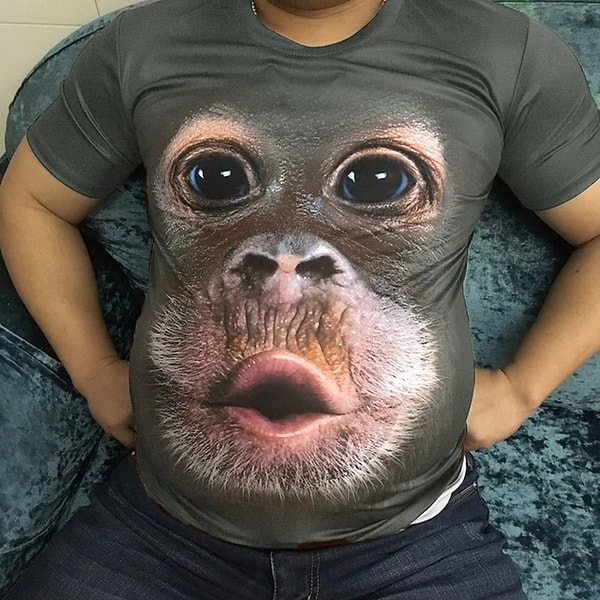"My dear mother-in-law claimed to think of me and got me a monkey-themed t-shirt."