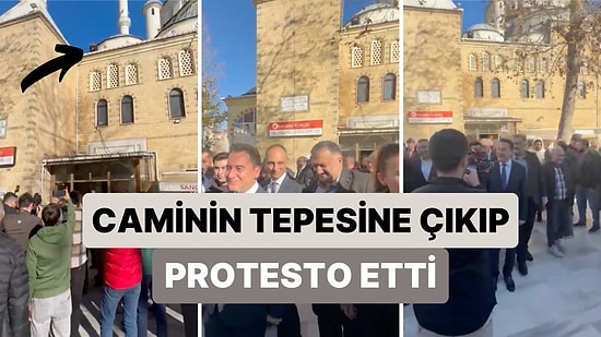 Ali Babacan Cuma Namazı Çıkışı Caminin Tepesine Çıkan Bir Vatandaş Tarafından Protesto Edildi