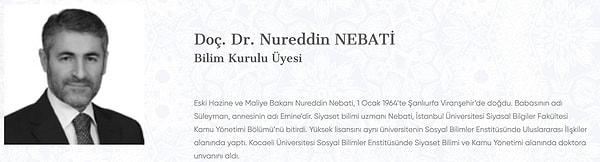 Son olarak Eski Bakan Doç. Dr. Nureddin Nebati'nin Esenler Belediyesi'nde "Bilim Kurulu Üyesi" olduğu ortaya çıktı.
