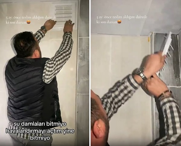 Havalandırma kapağını fayansın üzerine yapıştırarak banyoda havalandırma boşluğu olduğuna inandıran müteahhidin o yöntemi sosyal medyada tepki çekti.