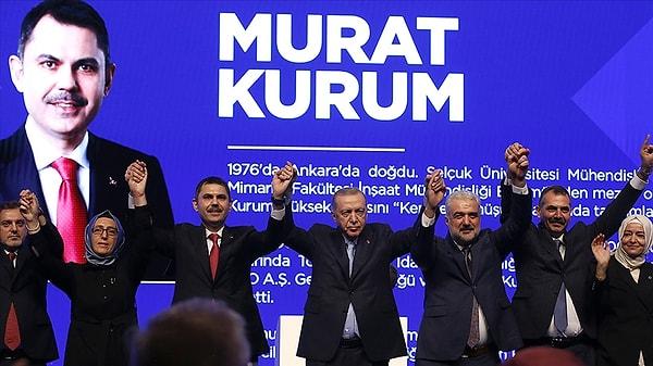 Cumhurbaşkanı Recep Tayyip Erdoğan, bugünkü aday tanıtım toplantısında İBB için eski bakan Murat Kurum'un adını açıkladı.