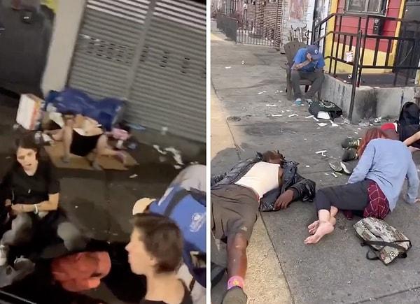 ABD'nin Philadelphia şehrinde, uyuşturucu bağımlılarının yaşadığı sokakların görüntüleri paylaşıldı.