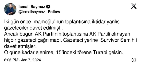 İsmail Saymaz'ın paylaşımı 👇