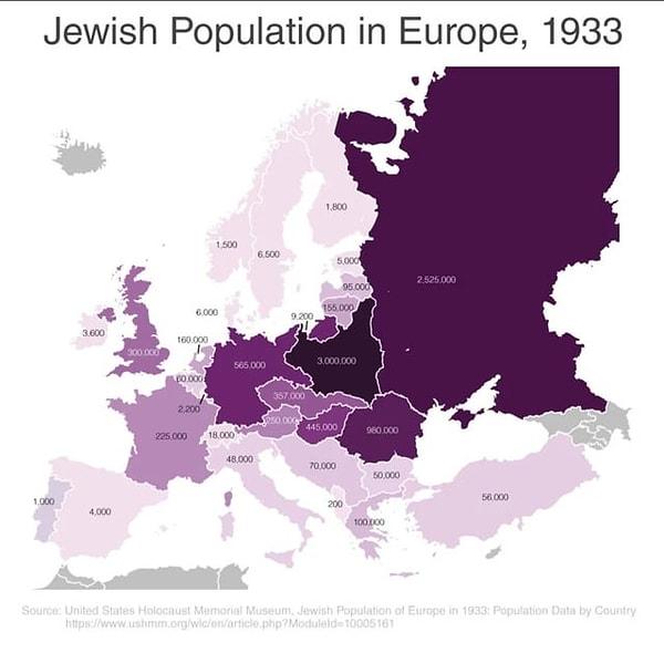1. 1933 yılında Avrupa'daki Yahudi nüfusu.