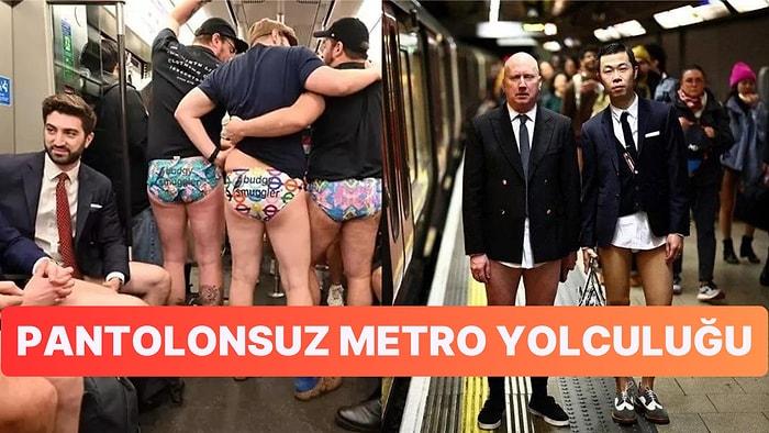 İç Çamaşırlarıyla Yolculuk Yaptılar: Londra'da Geleneksel 'Pantolonsuz Metro Günü' Kutlandı