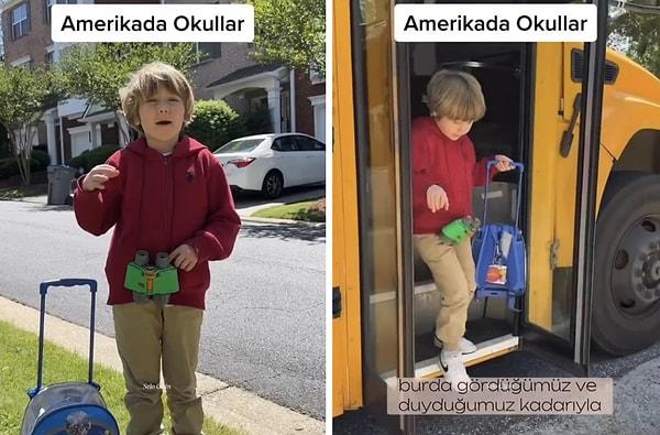 Sosyal medyada, Amerika'da okula giden br öğrenci ile Türkiye'de okula giden öğrencilerin karşılaştırıldığı bir video paylaşıldı.