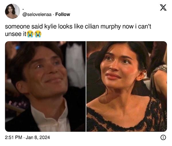 Öyle ki Kylie Jenner'ı 47 yaşındaki oyuncu Cillian Murphy'ye benzetenler oldu...