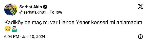 Bu isyan Serhat Akın'a kadar yansıdı ve taraftardan Hande Yener konserine dönen maçla ilgili birbirinden eğlenceli yorum geldi.