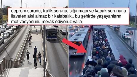 İstanbul'da Metrobüs Durağında Yaşanan İzdihama "Bu Çileyi Niye Çekiyorsunuz?" Sesleri Yükseldi